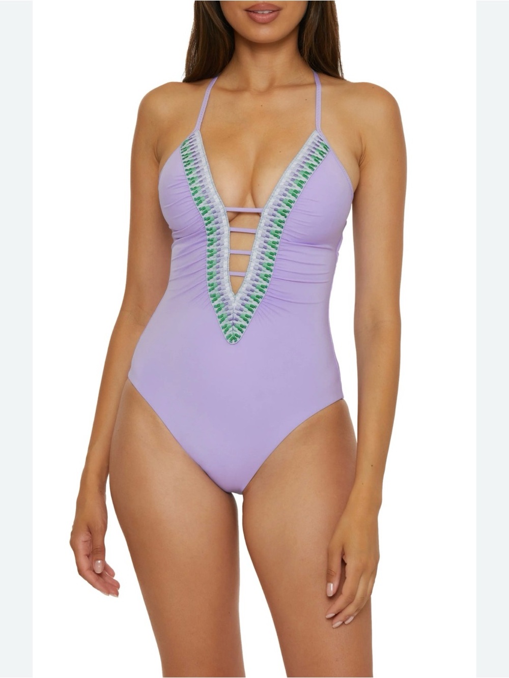 Becca - Lavender Plunge One-Piece Swimsuit
